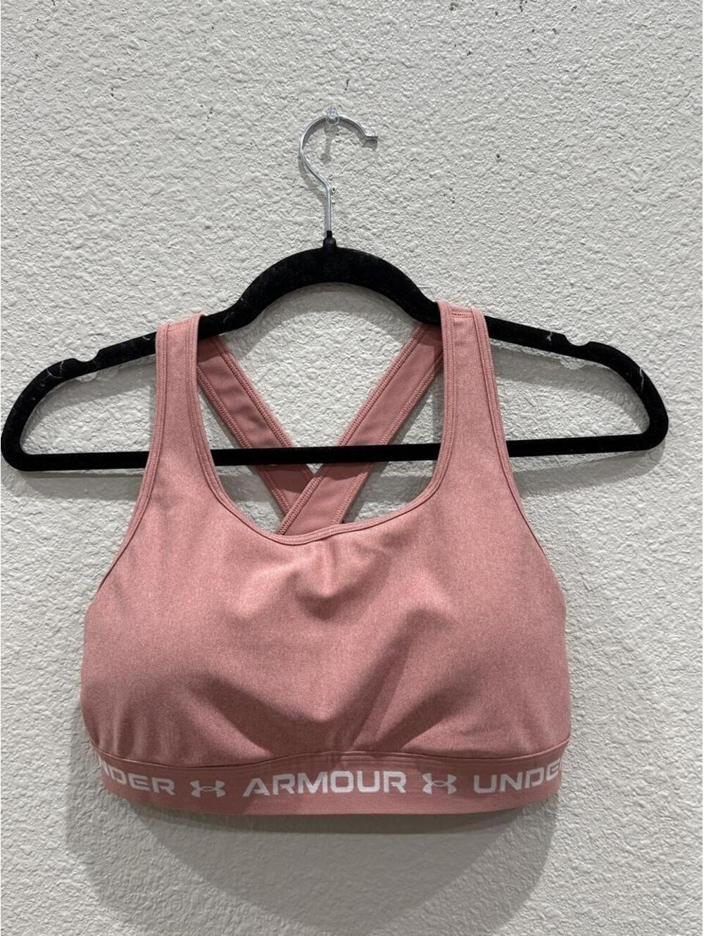 Under Armour Pink Crossback Mid-Impact Sports Bra Large